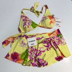 Vintage Tommy Bahama 2Pc Yellow Bikini Medium S3441 Nylon Y2K